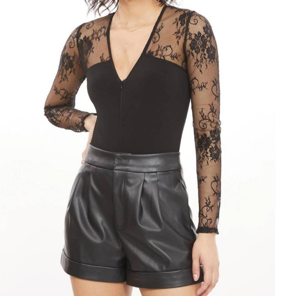 Generation Love Black lace Ling Sleeve Bodysuit NWOT SZ. SMALL